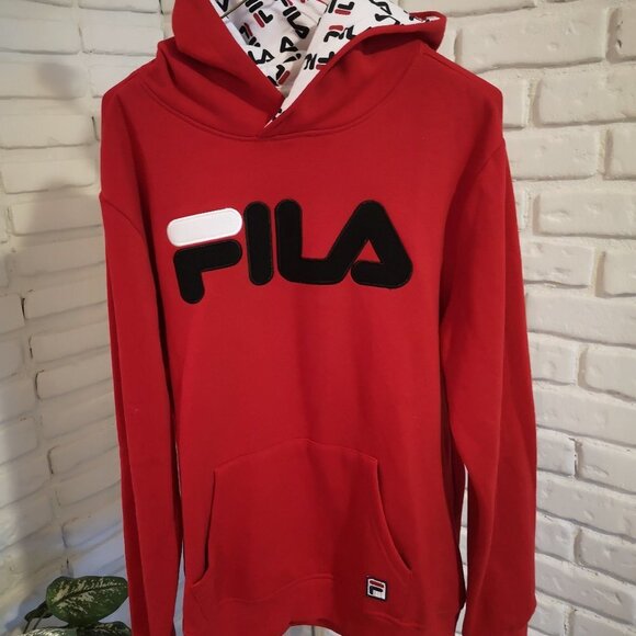 Fila Tops - Fila Ladies Fleece Lined Red & White Hoodie